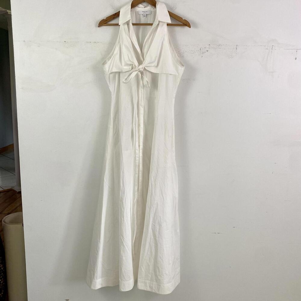 EUDON CHOI white collared button down midaxi dress sz M
